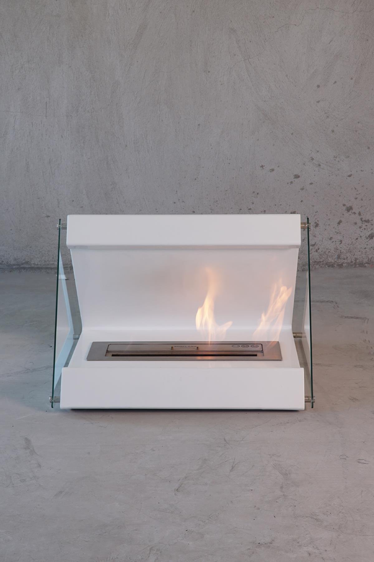 Korflame Angi Beyaz Bacasız Şömine