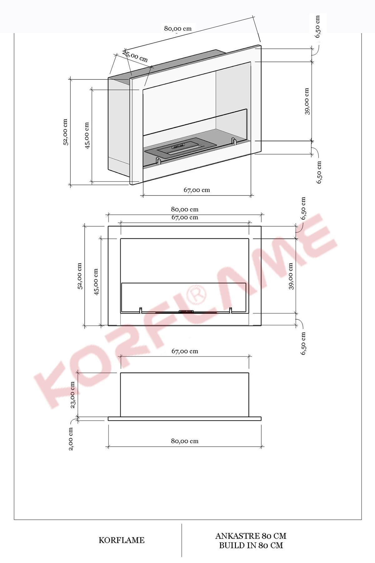 Korflame Ankastre 80 Cm Bioetanol Şömine