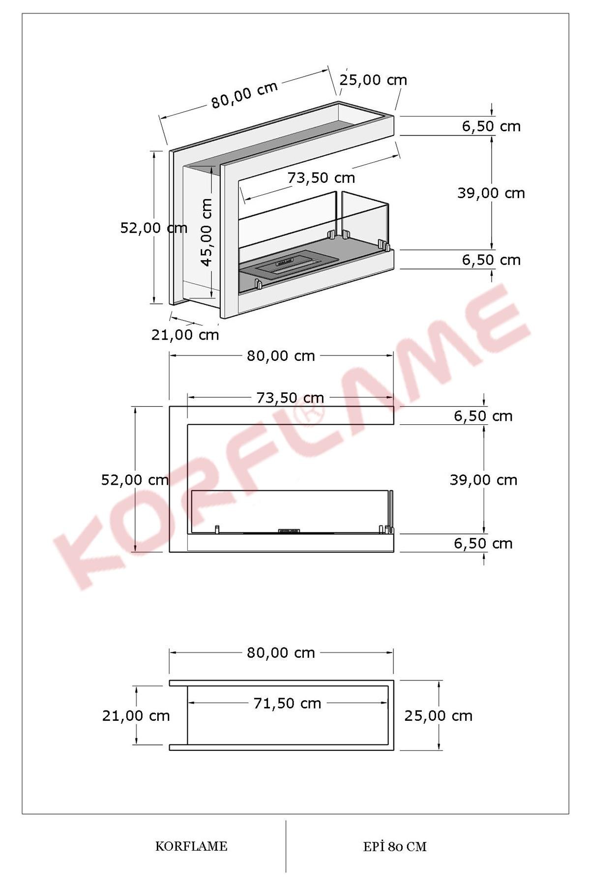 Korflame Epi  80 Cm Bioetanol Şömine