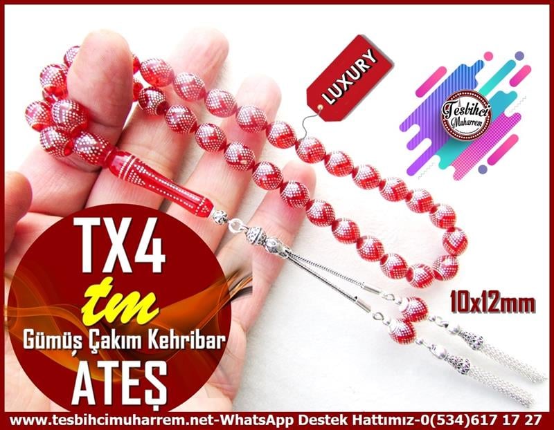 Ateş Kırmızı Ton TesbihlerTM12432/A-Gümüş Çakım Tespih Gümüş Püskül Beyzi Kesim Ateş Kehribar Kırmızı Renk Tx4 TesbihGümüş Çakım Tespih Gümüş Püskül Beyzi Kesim Ateş Kehribar Kırmızı Renk Tx4 Tesbih