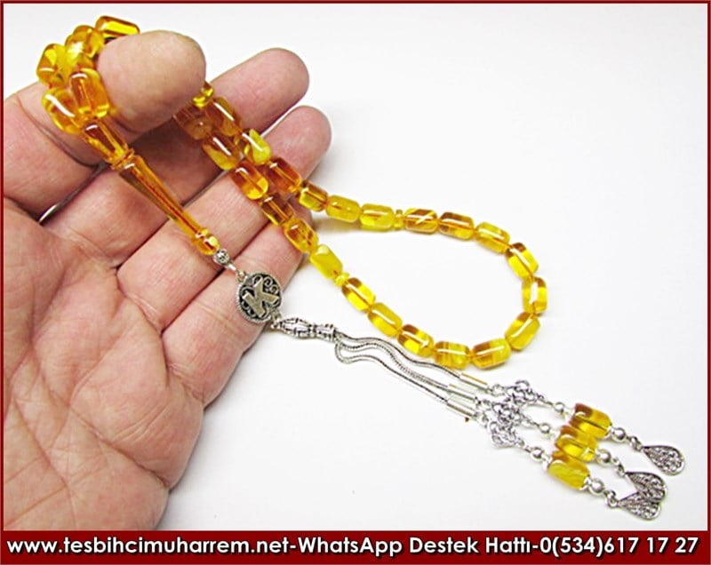  İsminize Özel Harfli Sarı Sıkma Kehribar Tesbih Şehr-i Amasya 