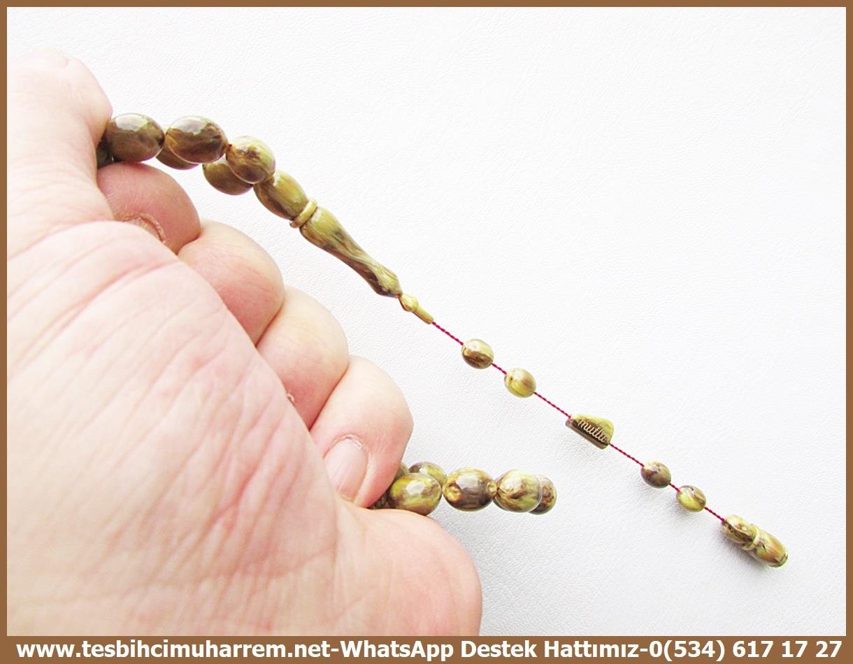 Katalin Ve Bağa TesbihlerTM13697 Mutlu Kaan Erbay Usta Tornası Tespih | Altın İmzalı, Katalin, Premium İşçilik, Beyzi Kesim, Haki Yeşil, 