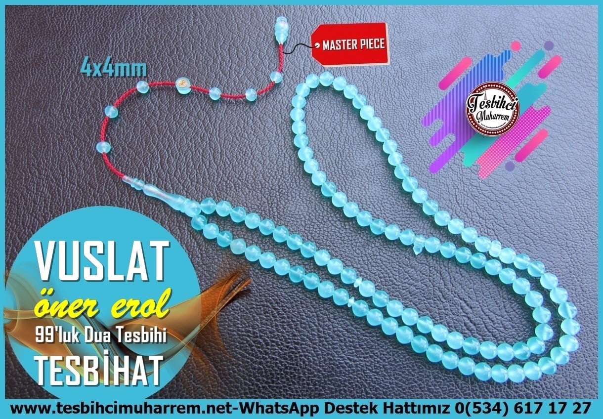 99luk Dua Ve Namaz TesbihatlarıTM14492 Öner Erol Usta İmzalı 99'luk Dua Tespihatı I Mini Boy Turkuaz Renk Perpekst Plexiglass Vuslat Tesbih99'luk Dua Tespihatı I Mini Boy Turkuaz Renk Perpekst Plexiglass Vuslat Tesbih