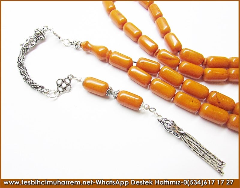  Özel Gümüş Tasarım Eski Usül Sıkma Kehribar Tesbih Aksoyoğulları