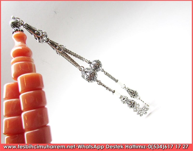  Özel Gümüş Tasarım Tekeri Katalin Tesbih Tomafili Turuncu