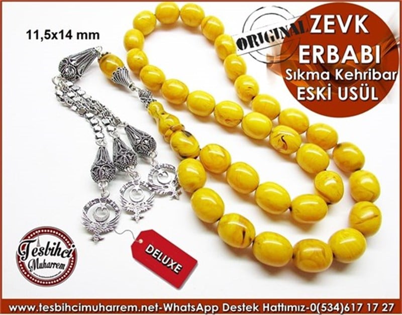  Özgün Gümüş Tasarım Eski Usül Sıkma Kehribar Tesbih Zevk Erbabı 
