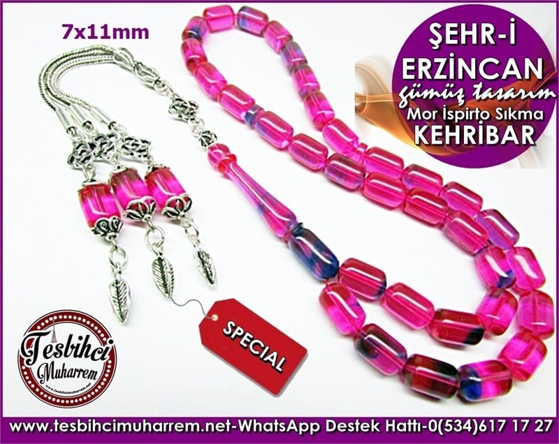  Özgün Gümüş Tasarım İspirto Sıkma Kehribar Tesbih Şehr-i Erzincan 