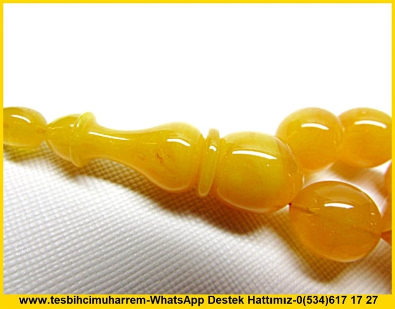  Sarı Damarlı Maskot 17 Habbe Efe Bileklik Sığırcık Kesim Sıkma Kehribar Tesbih Canım