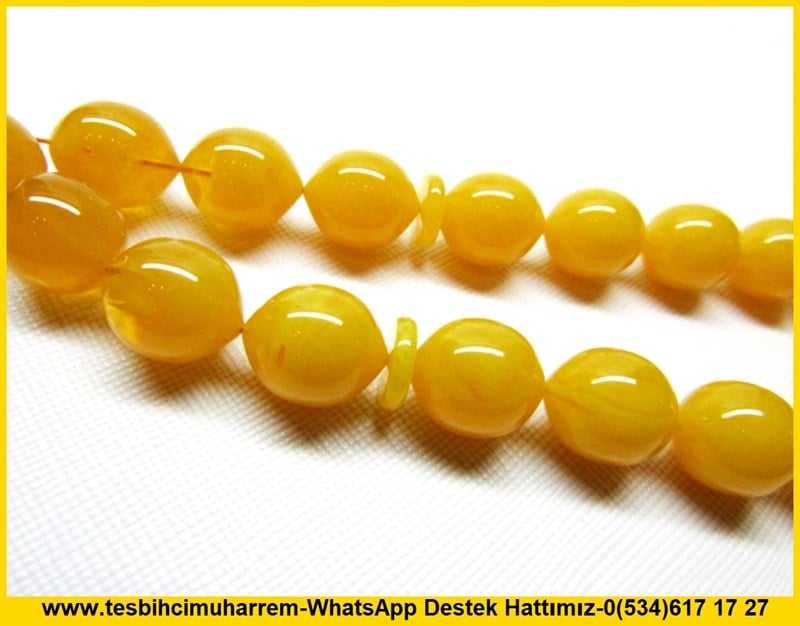  Sarı Damarlı Maskot 17 Habbe Efe Bileklik Sığırcık Kesim Sıkma Kehribar Tesbih Canım