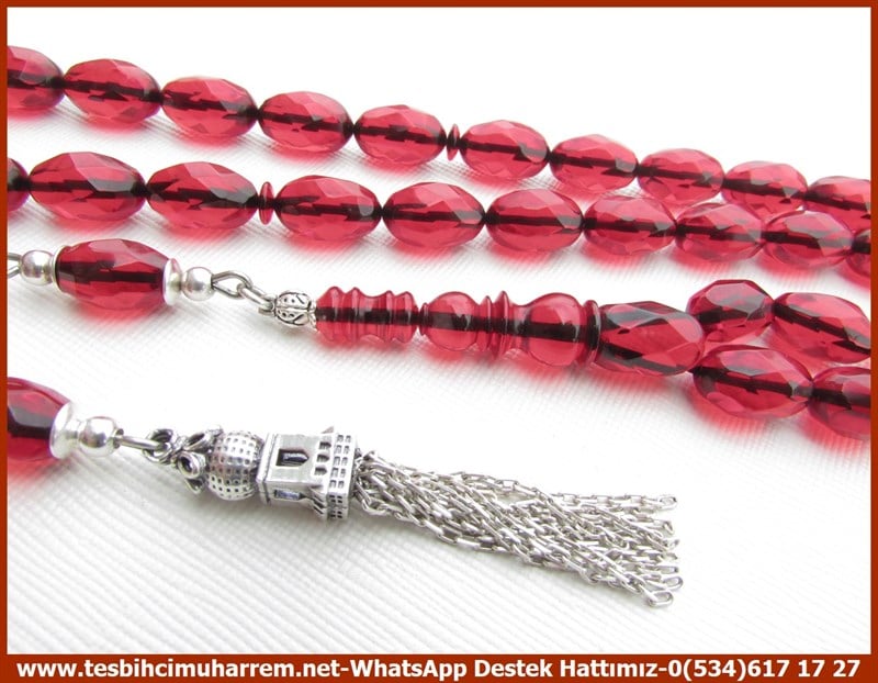 Ateş Kırmızı Ton TesbihlerTM11560 Tesbih Ateş Kehribar Kristal Kesim Kırmızı Fasetalı Uzun Kamçılı Adam Tesbih Ateş Kehribar Kristal Kesim Kırmızı Fasetalı Uzun Kamçılı Adam