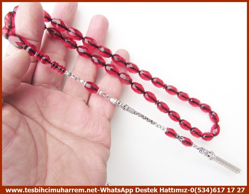 Ateş Kırmızı Ton TesbihlerTM11560 Tesbih Ateş Kehribar Kristal Kesim Kırmızı Fasetalı Uzun Kamçılı Adam Tesbih Ateş Kehribar Kristal Kesim Kırmızı Fasetalı Uzun Kamçılı Adam