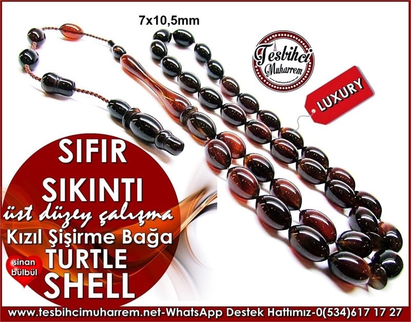  Üst Düzey İşçilik Kızıl Turtle Shell Bağa Tesbih Sıfır Sıkıntı 