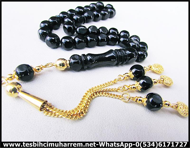 ÖZ ERZURUM OLTU TAŞI TESBİH 6*6 mm ALTIN PÜSKÜLLÜ FASETCAN