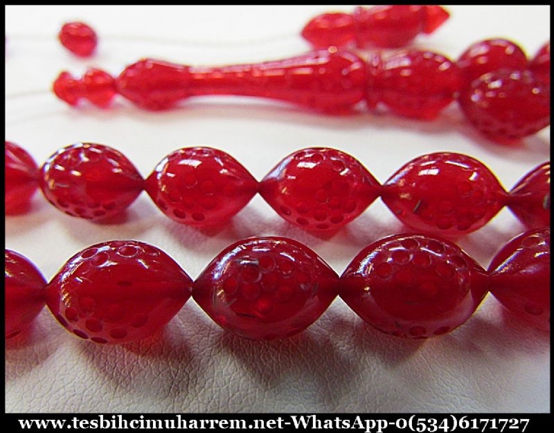 ATEŞ KEHRİBARI TESBİH 8x11 mm KALEM İŞÇİLİKLİ UMAY