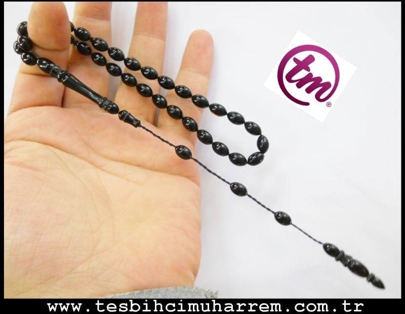 6.5X10 mm TESBİH-ÜL BLACK AMBER SIKMA KEHRİBAR TESBİH