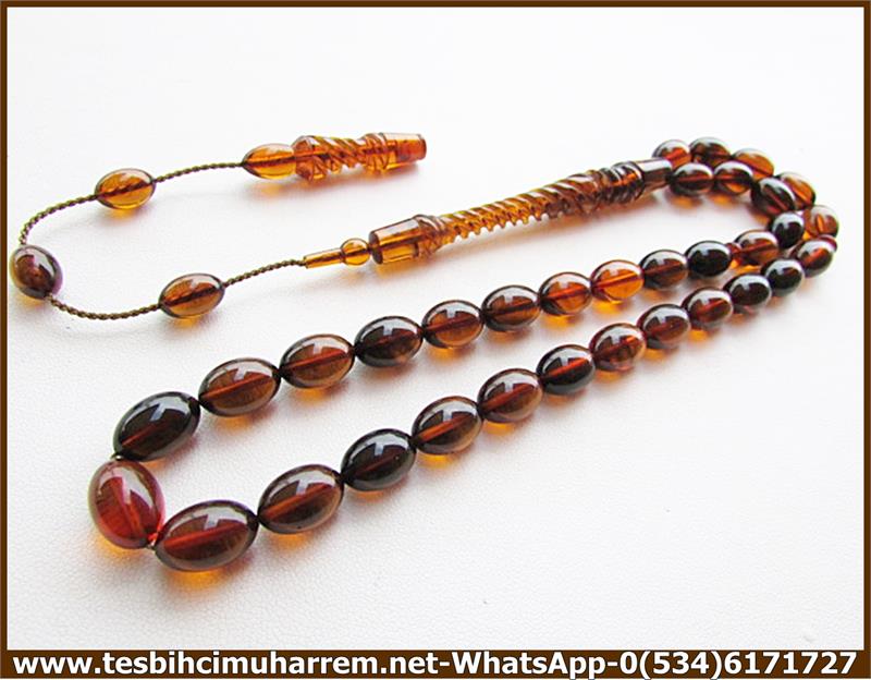 SIKMA KEHRİBAR TESBİH 8*12 mm ESKİ ALMAN MUHAMMIS 