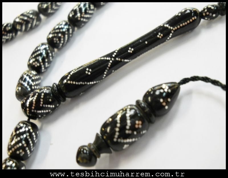 7X10.5 mm ÇEŞM-İ YÜSÜR SİYAH MERCAN TESBİH