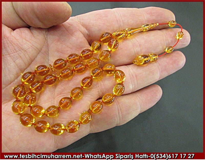 Eski Alman Zar Kehribar Tesbih 7,5*10 mm Gamlı Hazan 