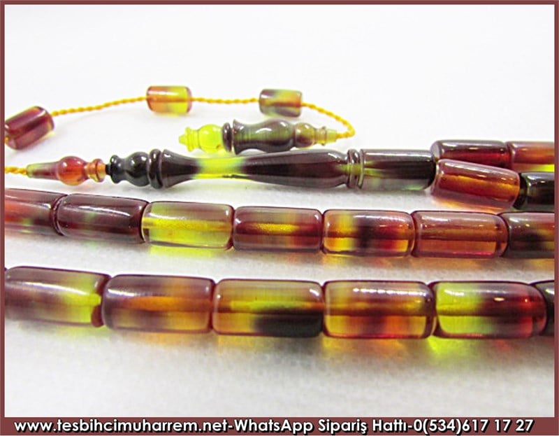Kesme Sıkma Kehribar Tesbih 5,5*10 mm Leblebi Tozu 