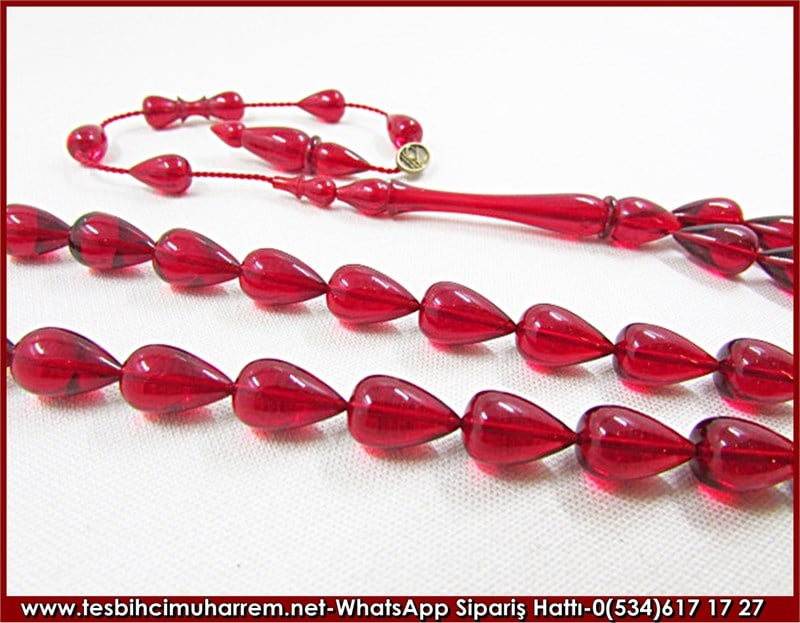 Ateş Kehribar Tesbih 8*12 mm Ateş Damlası