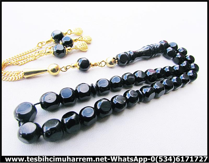 ÖZ ERZURUM OLTU TAŞI TESBİH 6*6 mm ALTIN PÜSKÜLLÜ FASETCAN