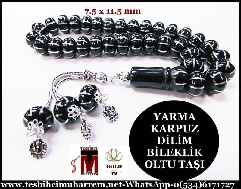 OLTU TAŞI TESBİH 7.5x11.5 mm BİLEKLİK KARPUZ DİLİM YARMA