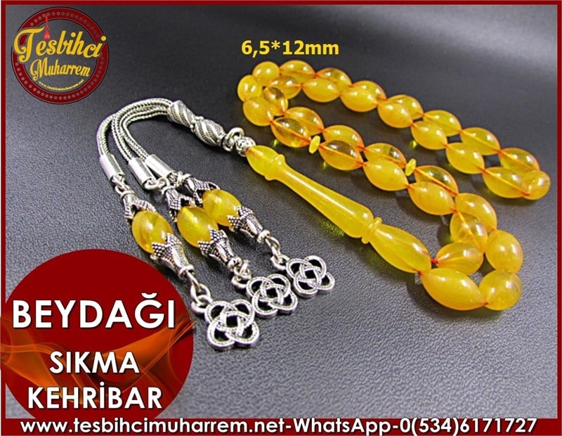 SIKMA KEHRİBAR TESBİH 6,5*12 mm BEYDAĞI