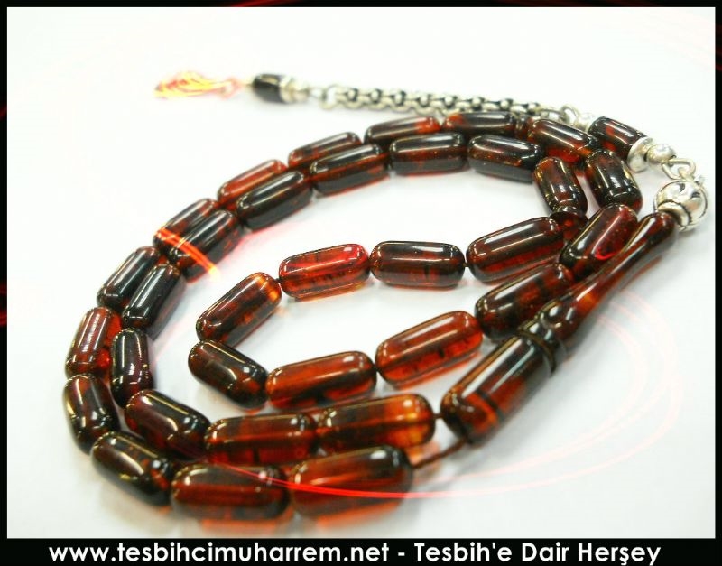 5X10 mm TESBİH-ÜL LEHİDE KAHVE SİYAH DAMARLI SIKMA KEHRİBAR TESBİH