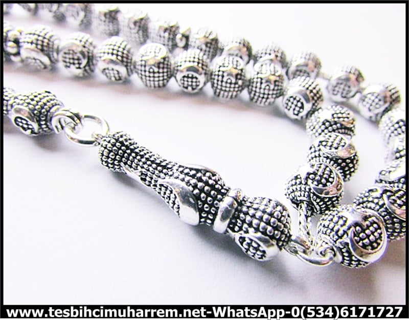 GÜMÜŞ TESBİH 6,5*7 mm AY YILDIZ MOTİF SON NEFES