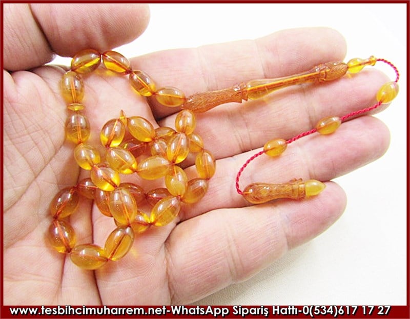 Sıkma Kehribar Tesbih 7*11 mm Eski Alman Ağızlıktan Bi İçimlik