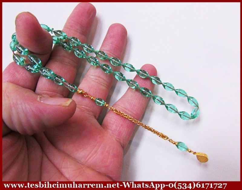 ZAR KEHRİBAR TESBİH 6x11 mm ALTIN KOZALI BABİEL