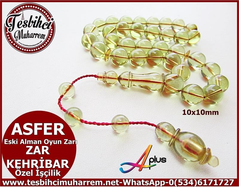 ZAR KEHRİBAR TESBİH 10*10 mm ESKİ ALMAN ASFER
