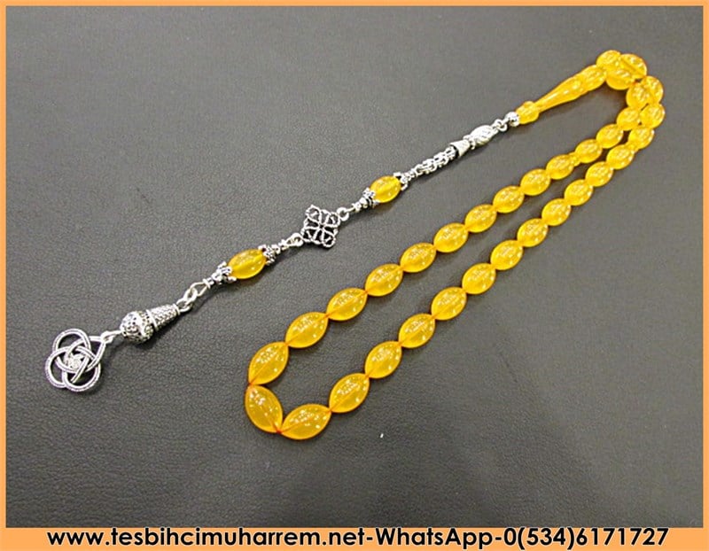 SIKMA KEHRİBAR TESBİH 6,5*11,5 mm YEMEN ZARI TONDA GÜZ GÜLLERİ