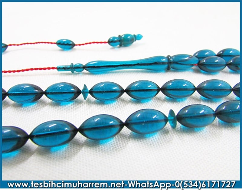 ATEŞ KEHRİBAR TESBİH 6,5*11,5 mm RAFİNERİ MAVİ