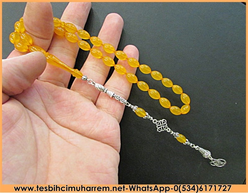 SIKMA KEHRİBAR TESBİH 6,5*11,5 mm YEMEN ZARI TONDA GÜZ GÜLLERİ