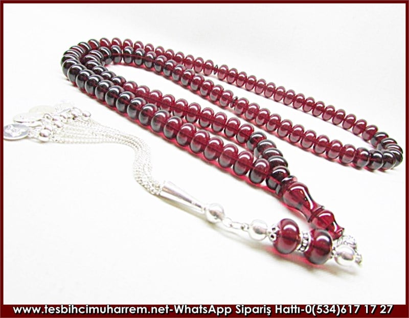 99 luk Ateş Kehribar Tesbih 6,5*10 mm Dağ Çayı Dua Tesbihatı