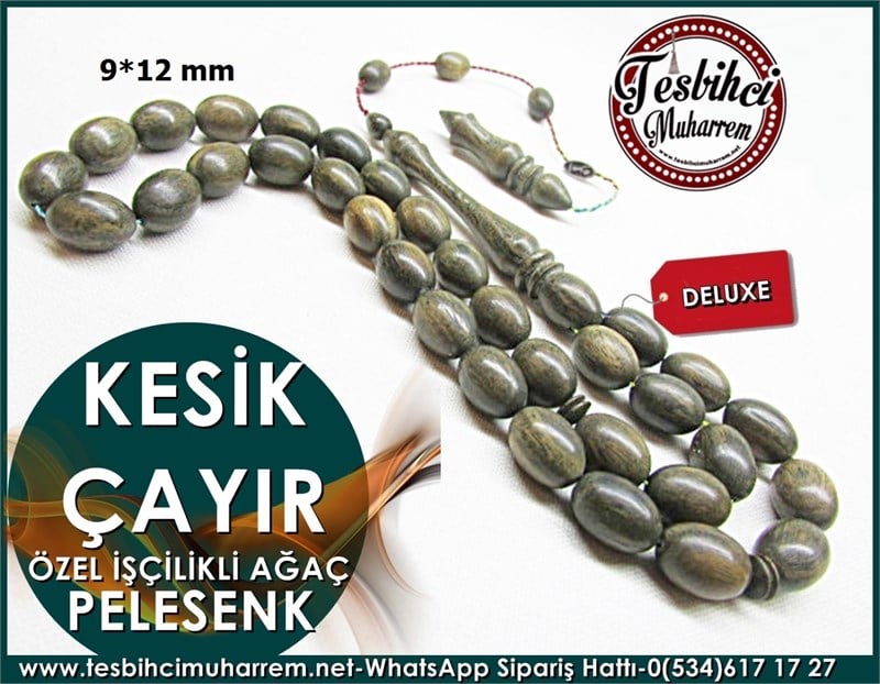 Özel İşçilikli Pelesenk Tesbih 9*12 mm Kesik Çayır