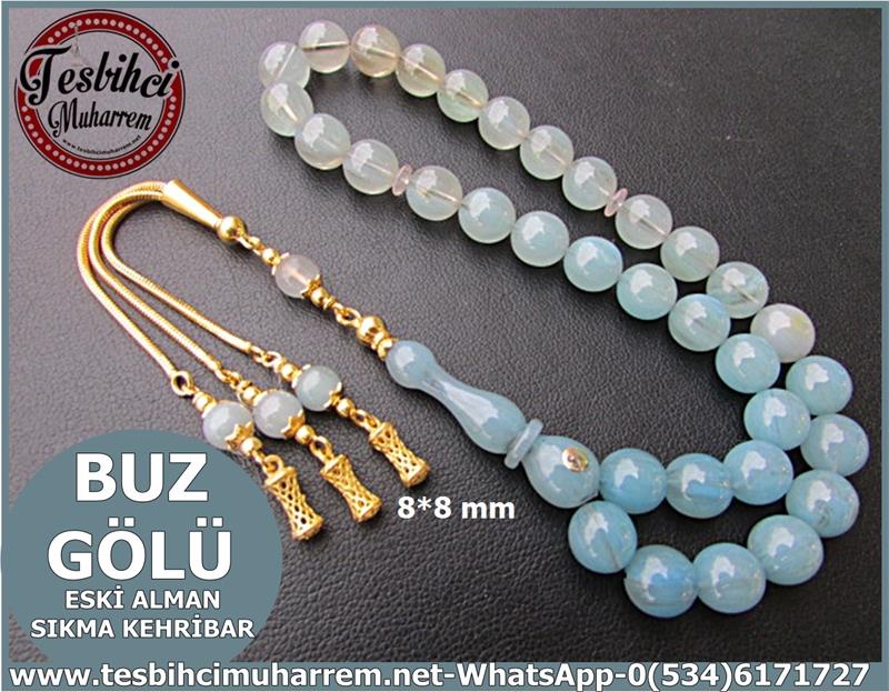 SIKMA KEHRİBAR TESBİH 8*8 mm BUZ GÖLÜ