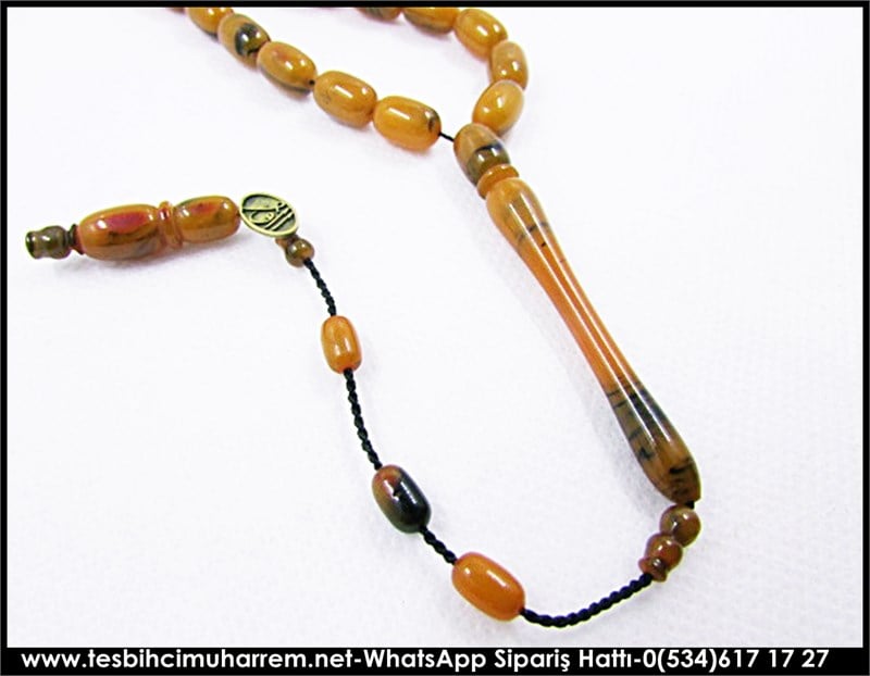 Baston Sapı Osmanlı Sıkma Kehribar Tesbih 7*10 mm Şemsettin Sami  