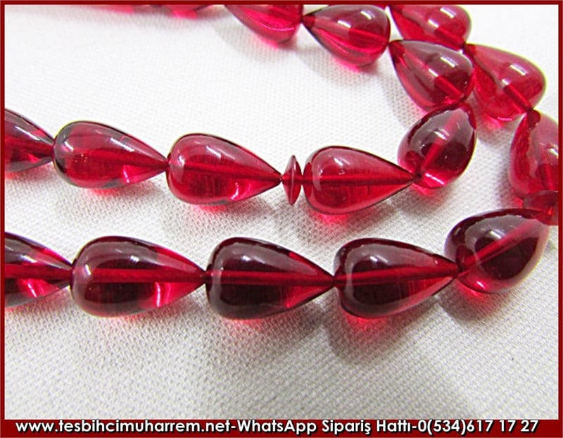 Ateş Kehribar Tesbih 8*12 mm Ateş Damlası