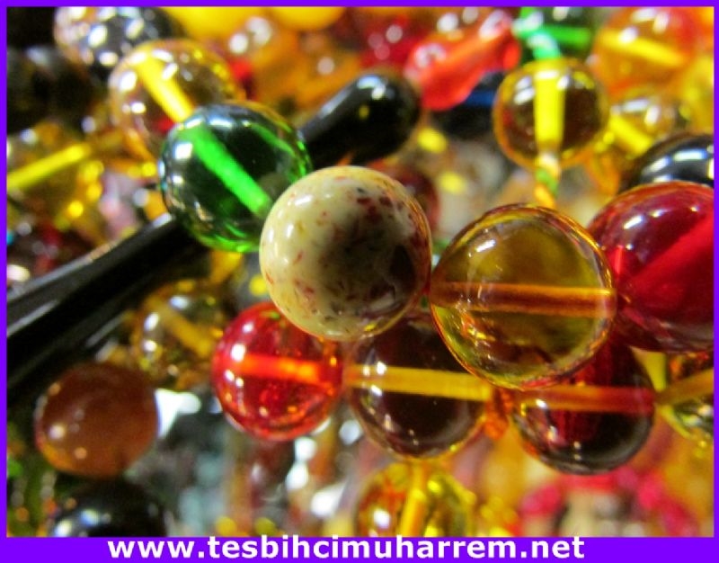 KEHRİBAR TESBİH 9x9.5 mm 99 luk RENKLİ TEŞEVVÜŞ SIKMA TESBİHAT