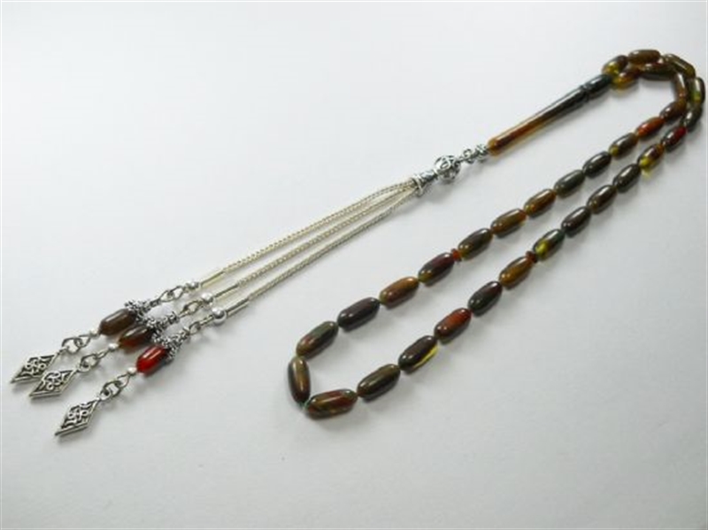 4.5X10.5 mm BUKALEMUN RENKLİ SIKMA KEHRİBAR TESBİH