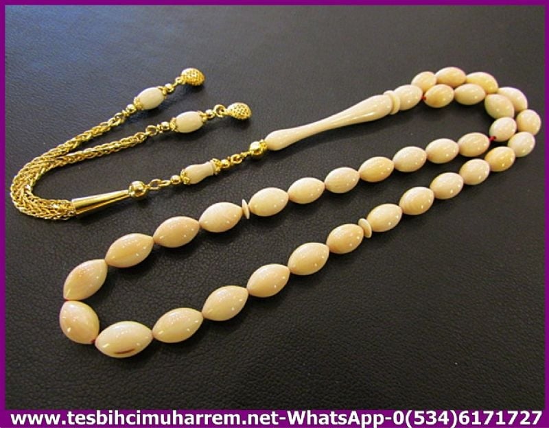MAMUT DİŞİ TESBİH 5,5*9 mm ALTIN PÜSKÜLLÜ KEL MAHMUT