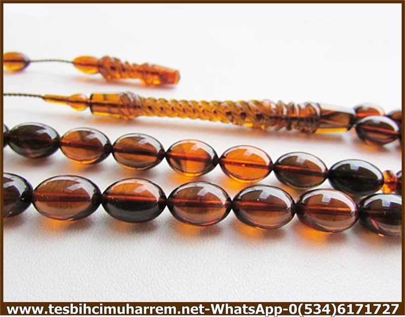SIKMA KEHRİBAR TESBİH 8*12 mm ESKİ ALMAN MUHAMMIS 