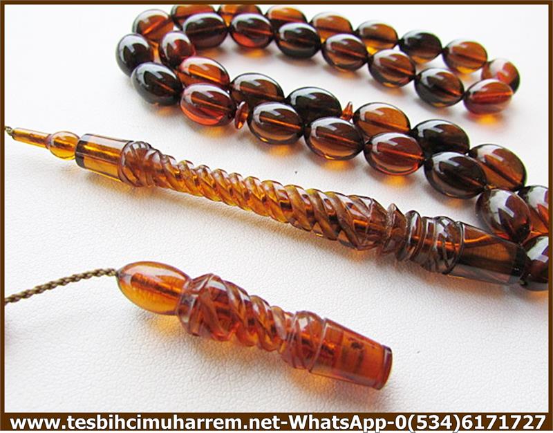 SIKMA KEHRİBAR TESBİH 8*12 mm ESKİ ALMAN MUHAMMIS 