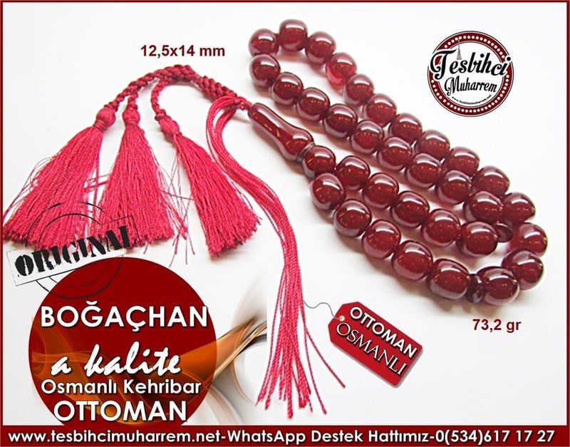 73,2 gr Antika A Kalite Vişne Ton Osmanlı Sıkma Kehribar Tesbih Timurhan