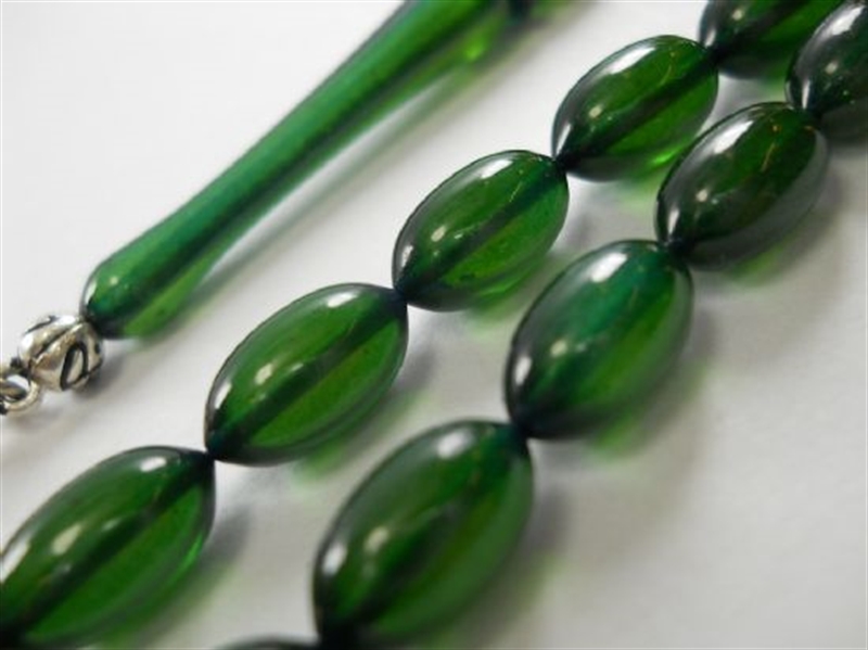 5X10 mm YANAR DÖNER YOSUN YEŞİLİ BEYZİ SIKMA KEHRİBAR TESBİH
