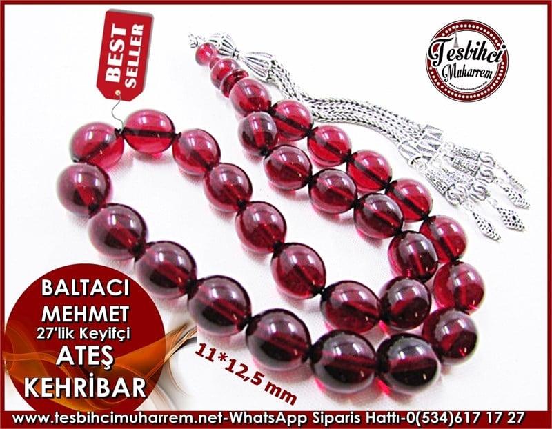Ateş Kehribar Tesbih 11*12,5 mm Baltacı Mehmet