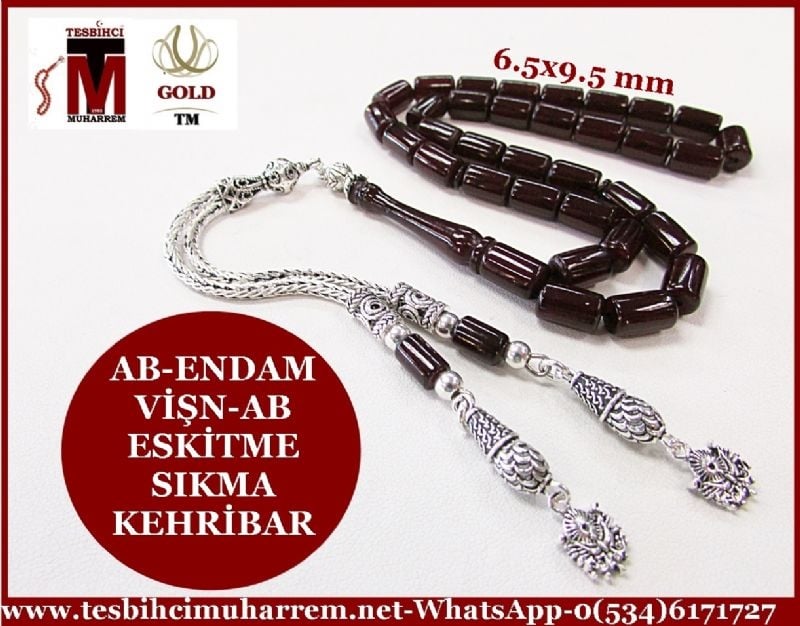 SIKMA KEHRİBAR TESBİH 6.5x9.5 mm ESKİTME AB-ENDAM VİŞN-AB