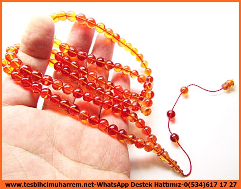 99 luk Küre Kesim Sarı Kırmızı Ateş Kehribar Beyazıt Dua Tesbihatı